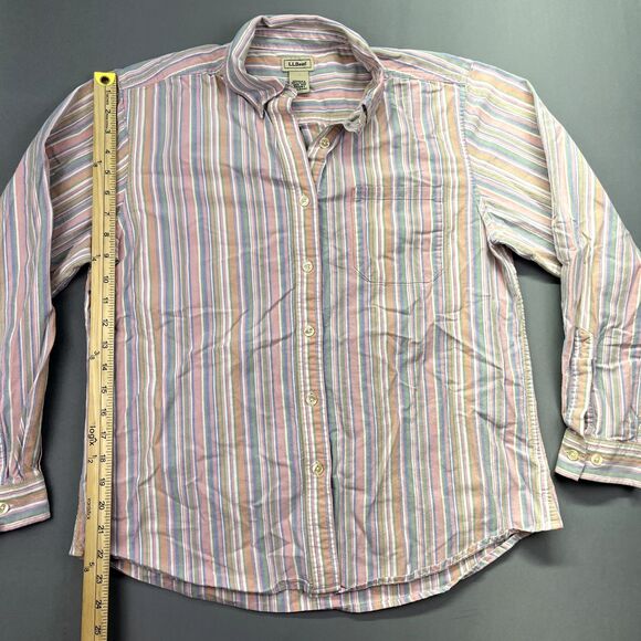 L.L. Bean Pastel Striped Button Down Shirt Sz‎ M Women's Cottagecore Farmhouse - Picture 5 of 11